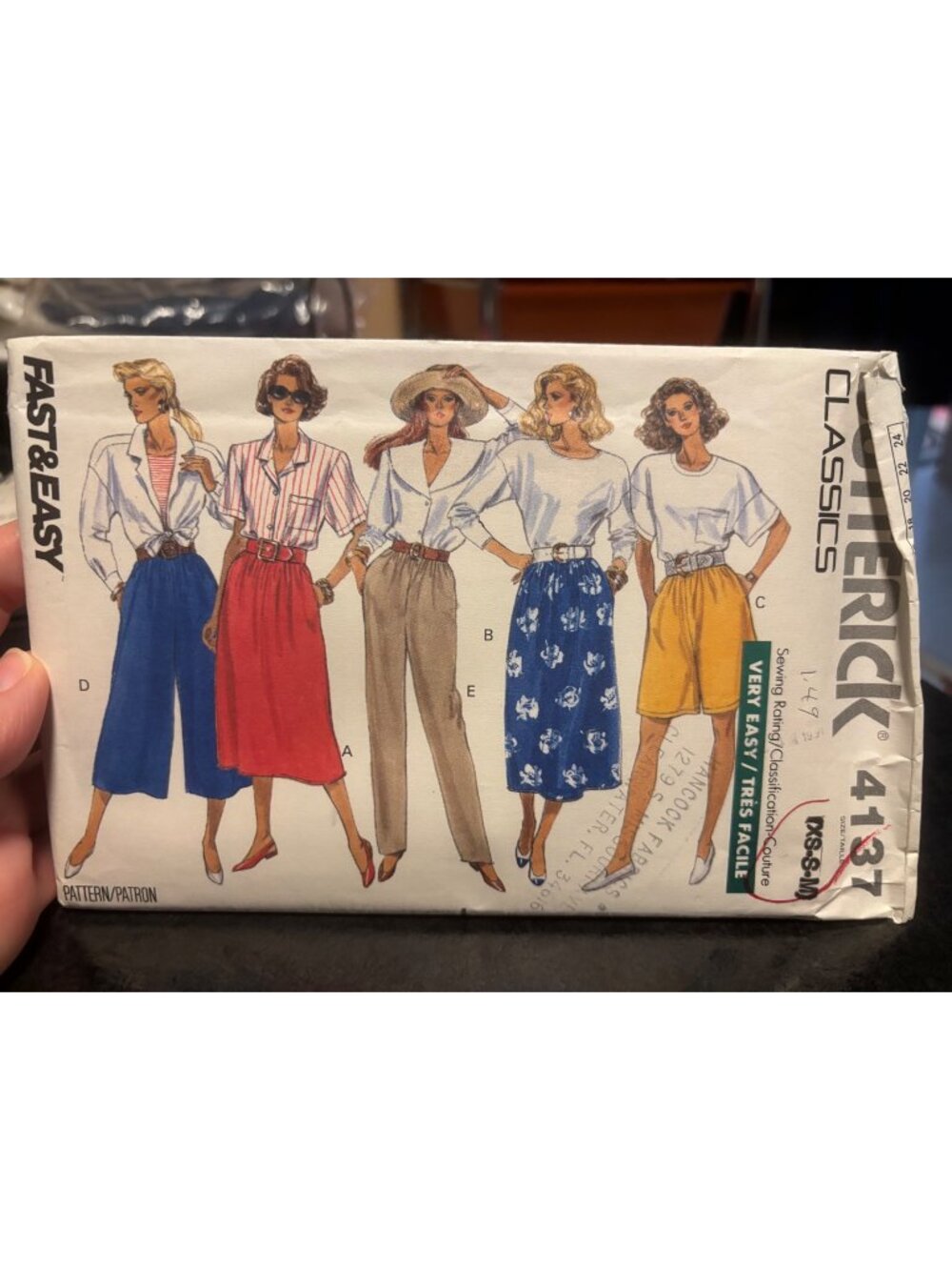 Butterick Classics 4137 Sewing Pattern XS-S-M Misses’ Skirt Shorts Culottes Pant